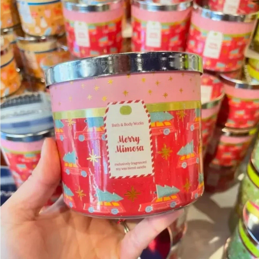 NIB Bath & Body Works “Merry Mimosa” 3-Wick Candle w Decorative Metal Lid